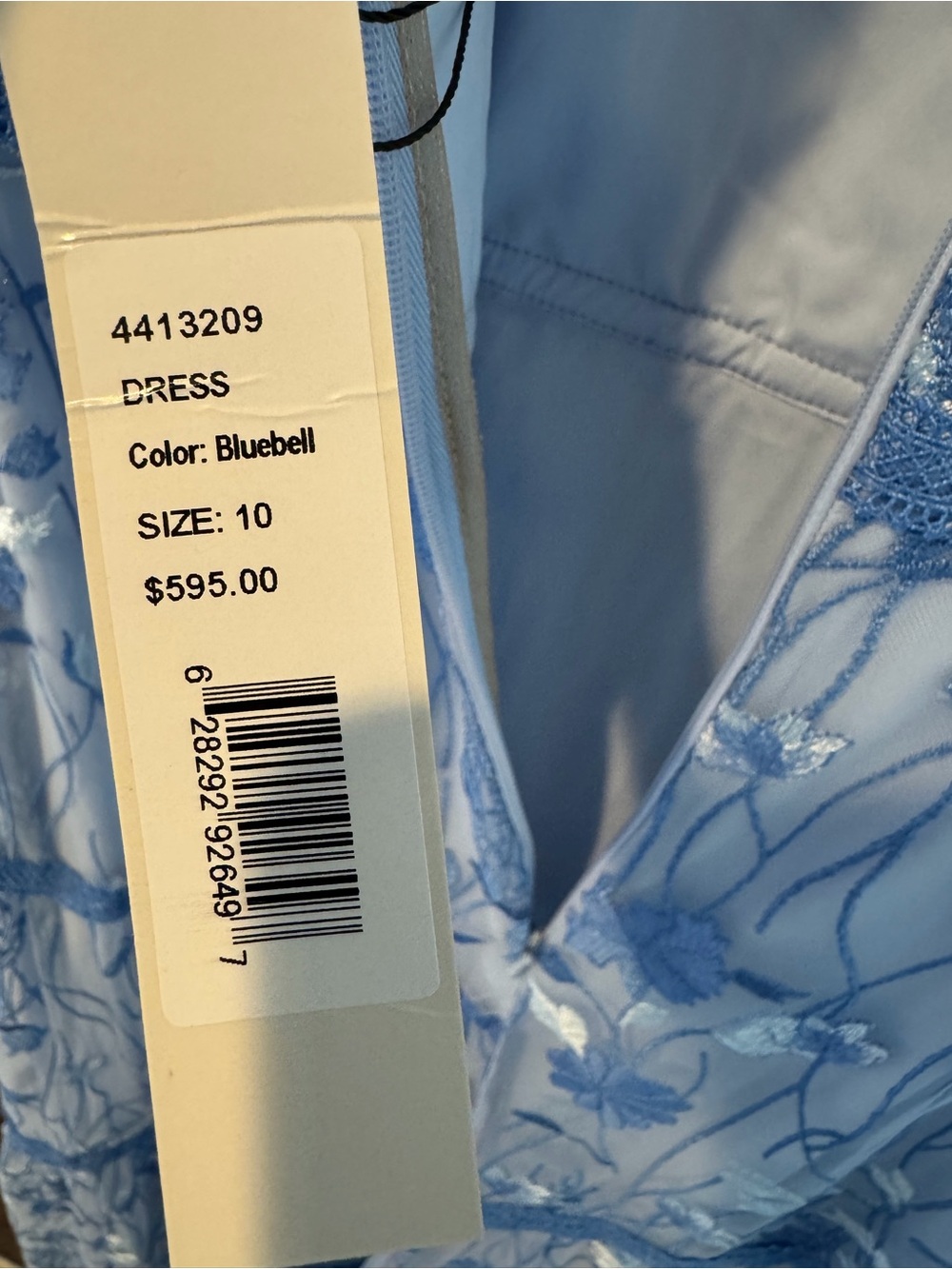 NWT Monique Lhuillier Pale Blue Embroidered Lace Tiered Maxi Dress | Size 10 - Picture 7 of 7